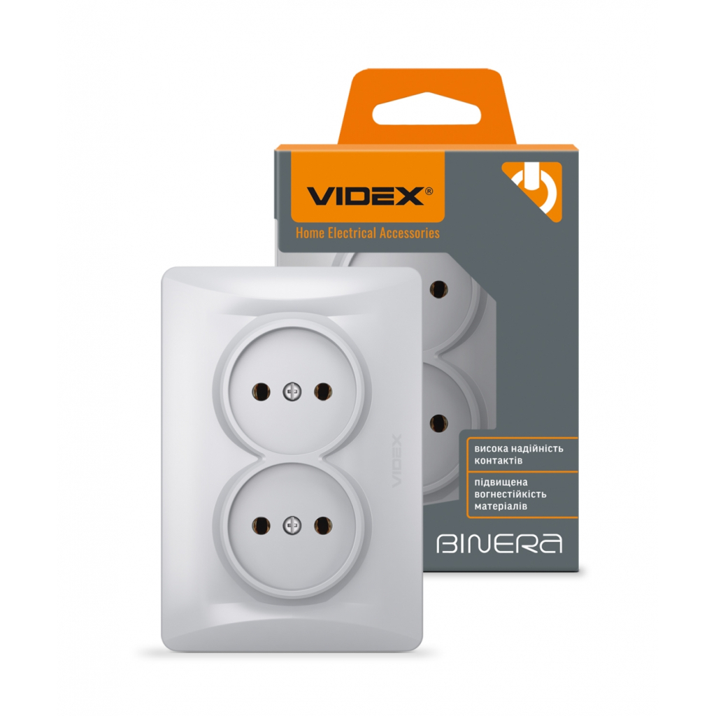 Розетка Videx BINERA 2ая серебр (VF-BNSK2-SS) - изображение 4