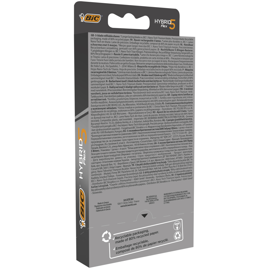 Бритва Bic Flex 5 Hybrid із 4 змінними картриджами (3086123644984) - зображення 2