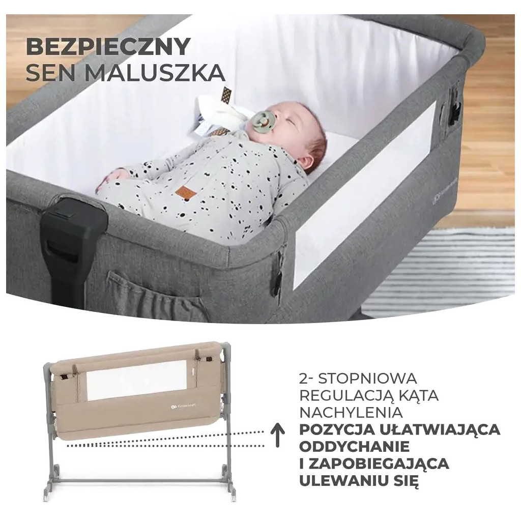 Ліжечко Kinderkraft Приставне ліжечко-люлька Neste Grow Beige (5902533923014) - зображення 9