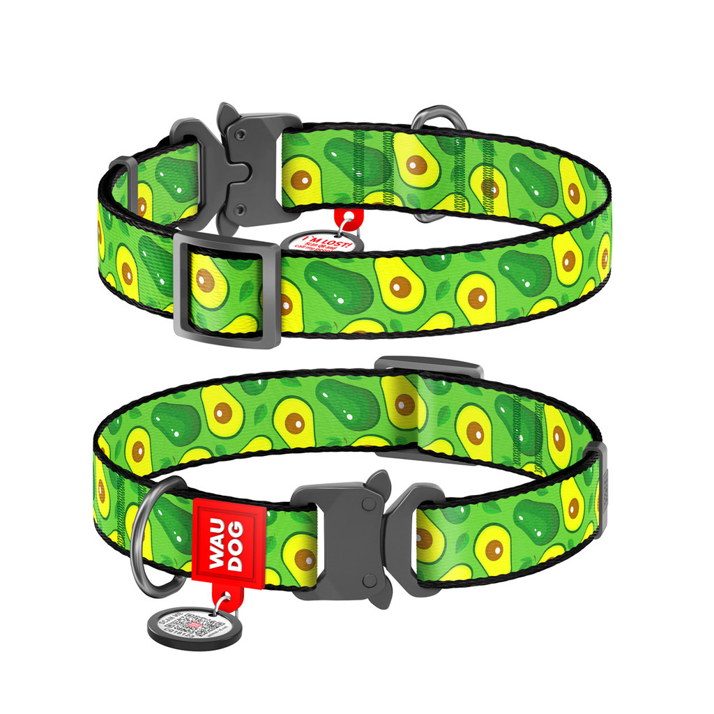 Нашийник для тварин WAUDOG Nylon з QR-паспортом "Авокадо" металічна пряжка-фастекс L (5143) - изображение 1