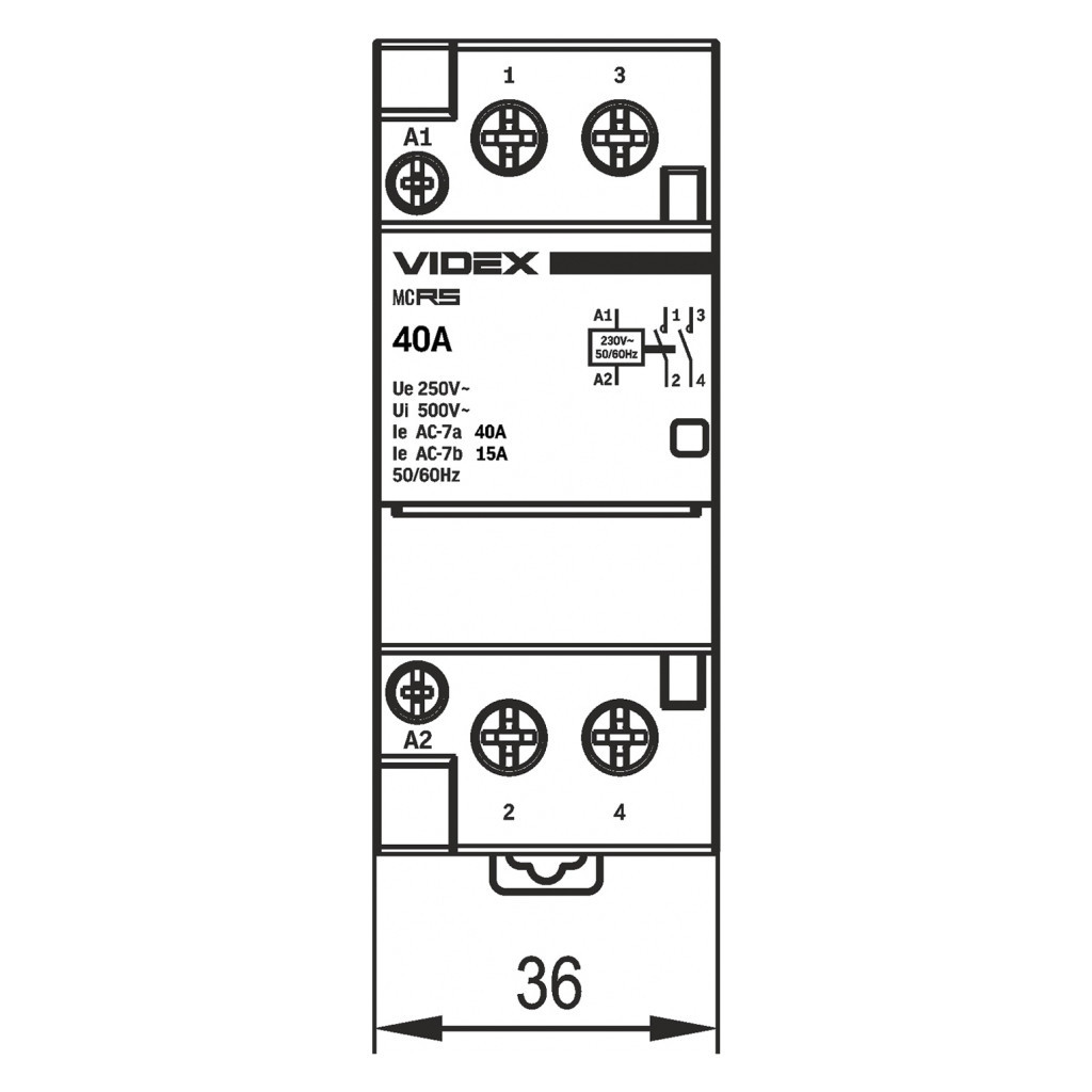 Контактор Videx 2п 40А 2НВ VF-RS-MC2O-40 RESIST - зображення 5