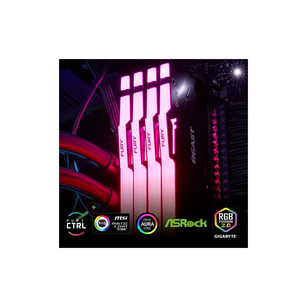 Модуль пам'яті для комп'ютера DDR5 32GB (2x16GB) 5200 MHz Beast RGB XMP Kingston Fury (ex.HyperX) (KF552C40BBAK2-32) - изображение 11