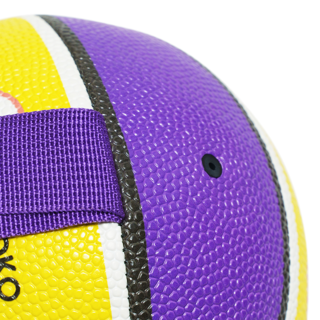Іграшка для собак MISOKO&CO М'яч надувний у формі баскетбольного м'яча фіолетовий з жовтим 15 см (KINMSK70115) - изображение 3