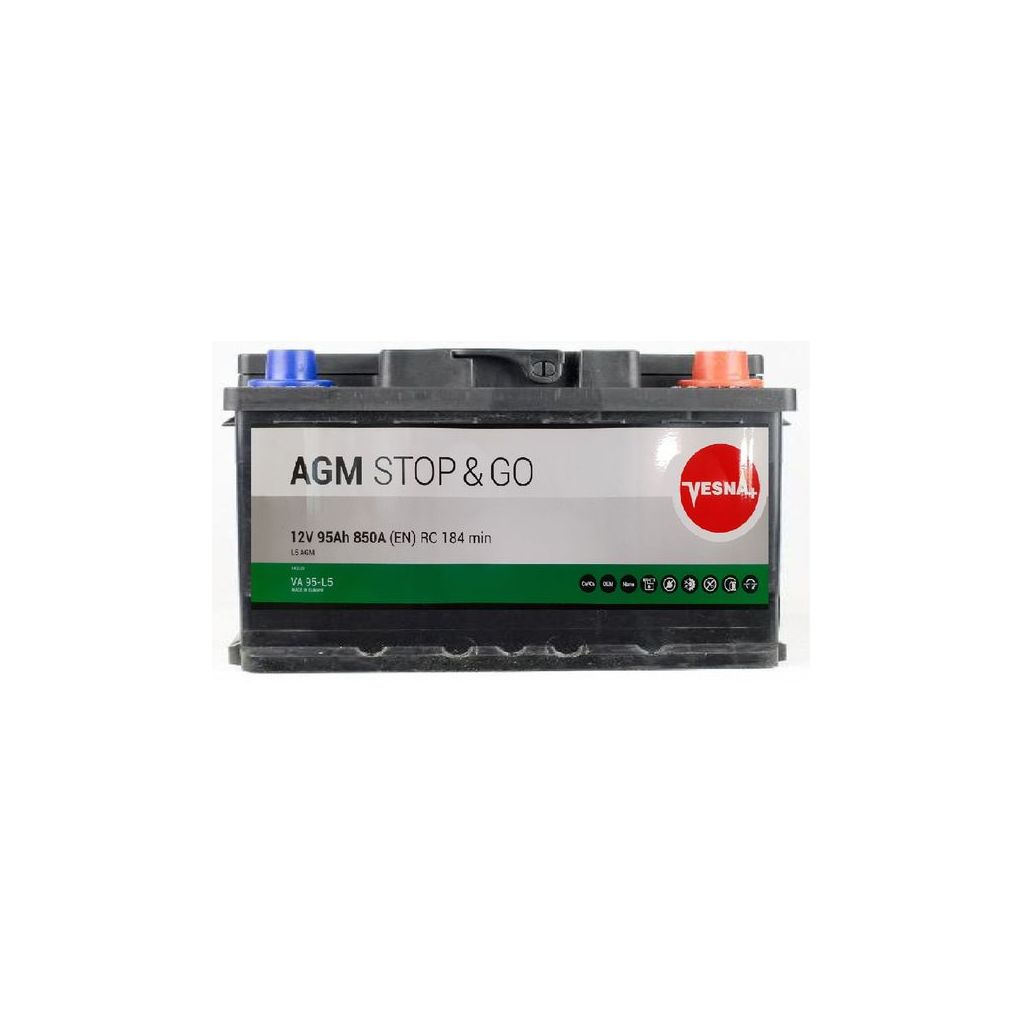 Акумулятор автомобільний Vesna 95 Ah/12V AGM Euro (314 090) - зображення 1