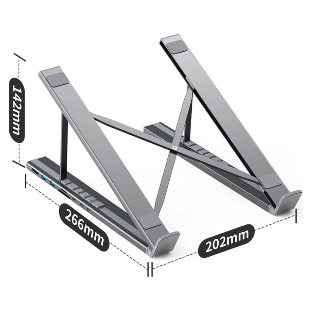 Порт-реплікатор Choetech USB-C 7-in-1 (HDMI/PD/картридер/USB-A/USB-C) Docking Station (HUB-M48-GY) - зображення 3