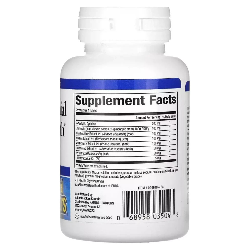 Вітамінно-мінеральний комплекс Natural Factors Здоров'я дихальних шляхів, Lung, Bronchial & Sinus Health, 45 таблеток (NFS-03504) - зображення 2