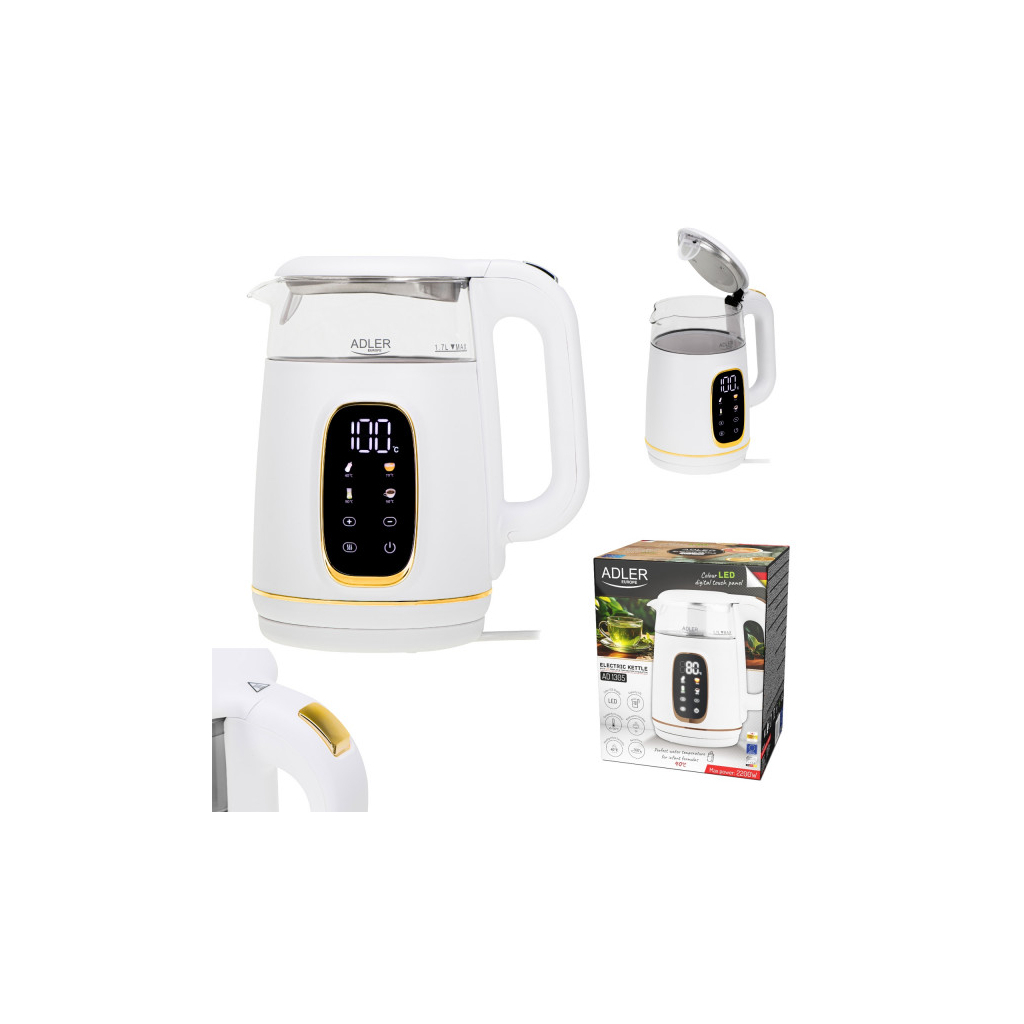 Електрочайник Adler AD 1305 white gold - зображення 6