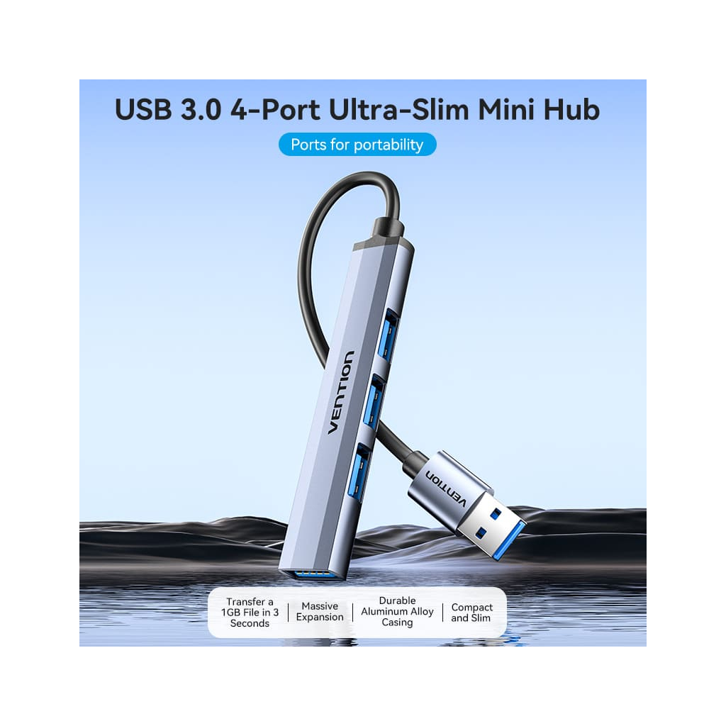 Концентратор VENTION USB 3.0 to 1xUSB 3.0 + 3xUSB 2.0 0.15m gray (CKOHB) - зображення 5