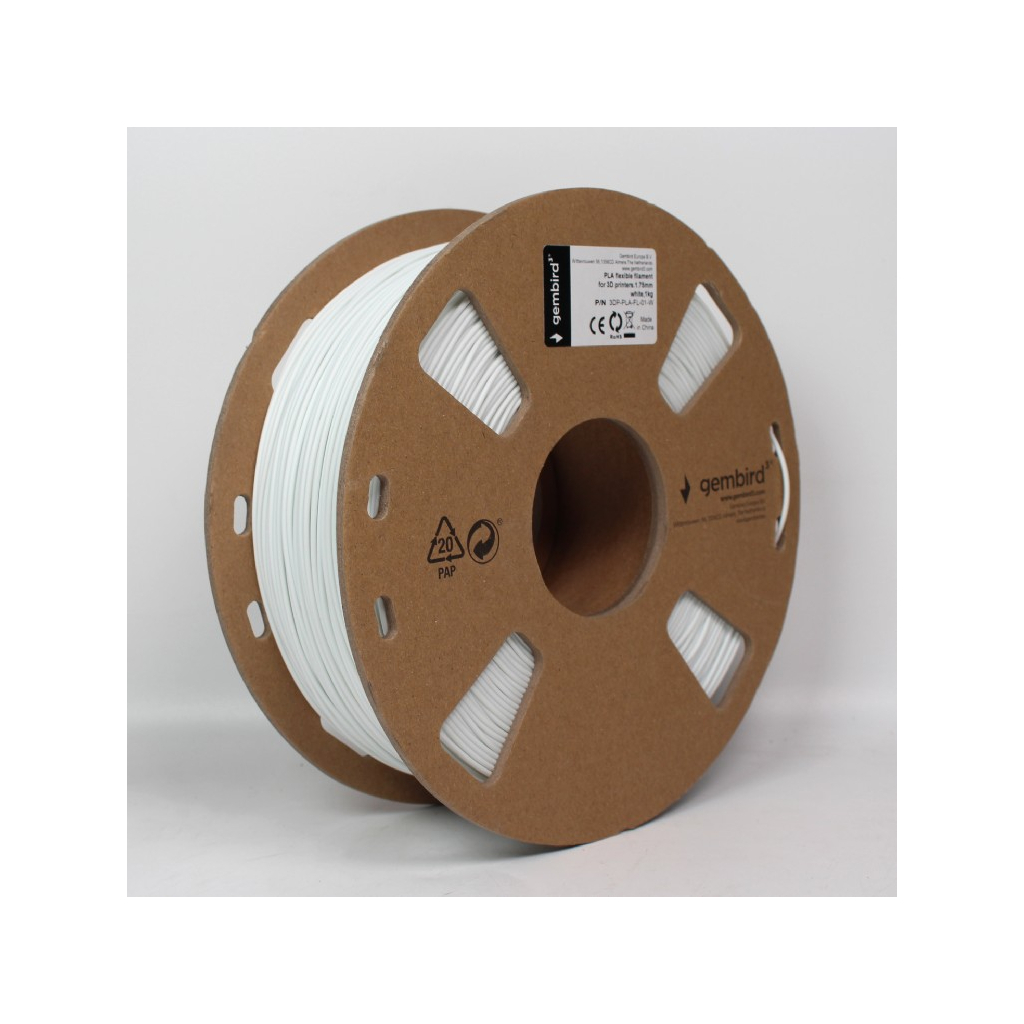 Пластик для 3D-принтера Gembird PLA Flexible, 1.75 мм, White (3DP-PLA-FL-01-W) - изображение 3