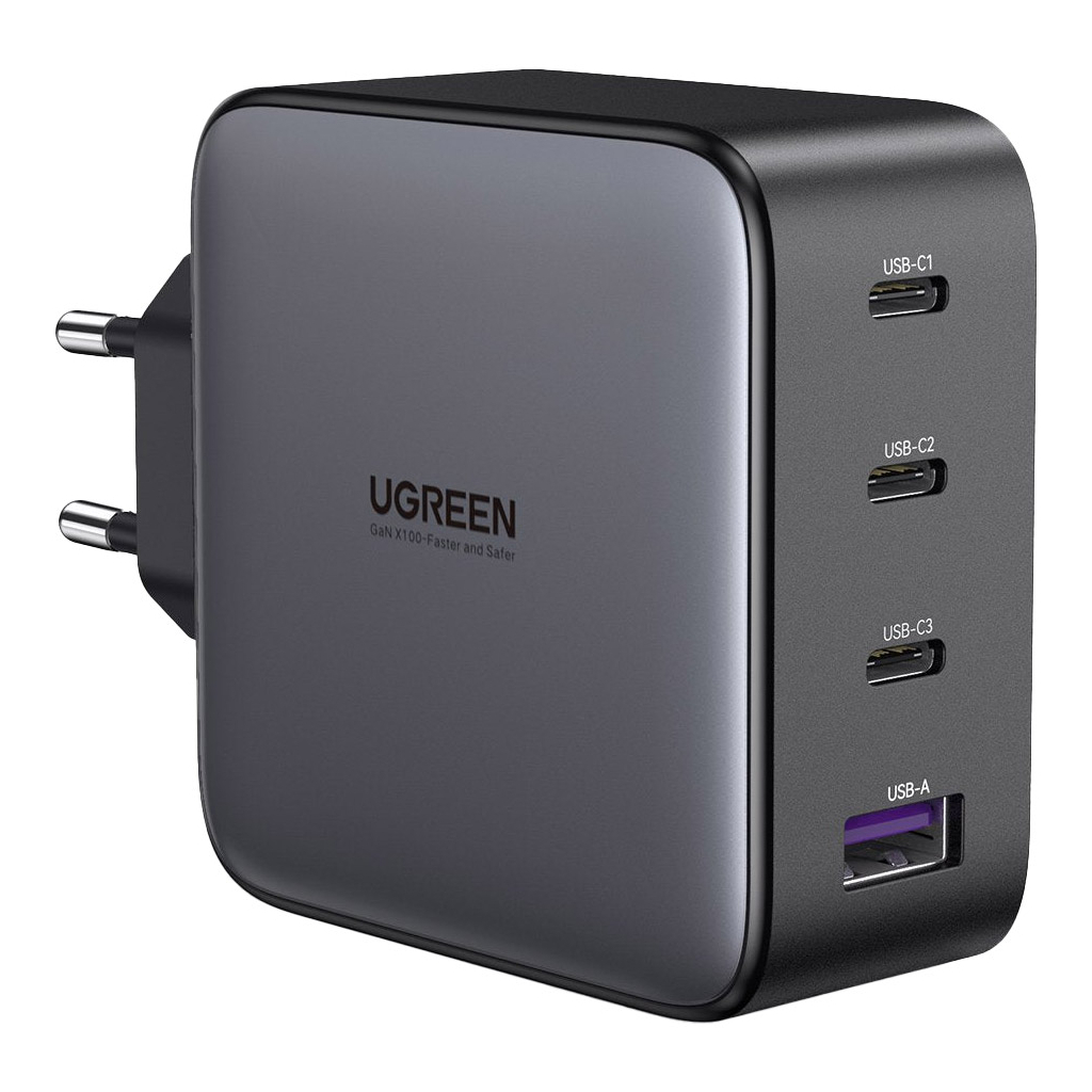 Зарядний пристрій Ugreen 4xUSB 100W GAN (USB-A+3*USB-C) Tech Fast Charger CD226 Grey (90575) - зображення 1