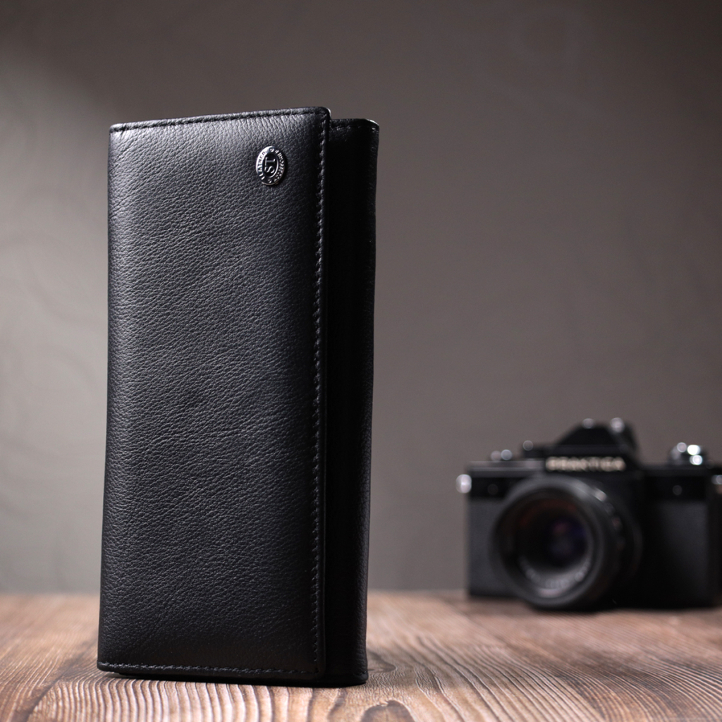 Гаманець ST Leather З кишенею для монет з натуральної шкіри Чорний (22691) - зображення 10