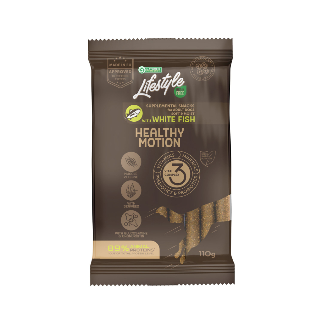 Ласощі для собак Nature's Protection Lifestyle Grain Free White fish Healthy Motion 110 г (KIKNPLS47207) - зображення 1