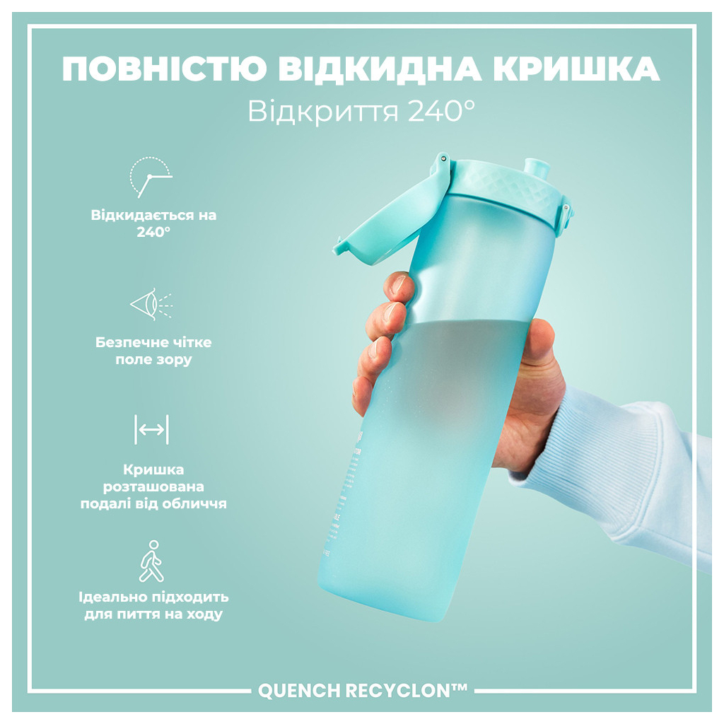 Пляшка для води ION8 OneTouch Times To Drink 1000 мл BPA Free, Sonic Blue (I8RF1000PBMOT2) - зображення 3