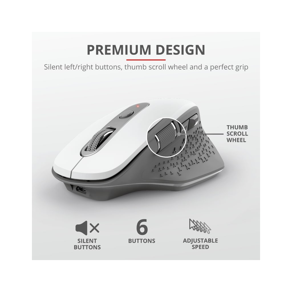 Мишка Trust Ozaa Rechargeable Wireless White (24035) - зображення 7