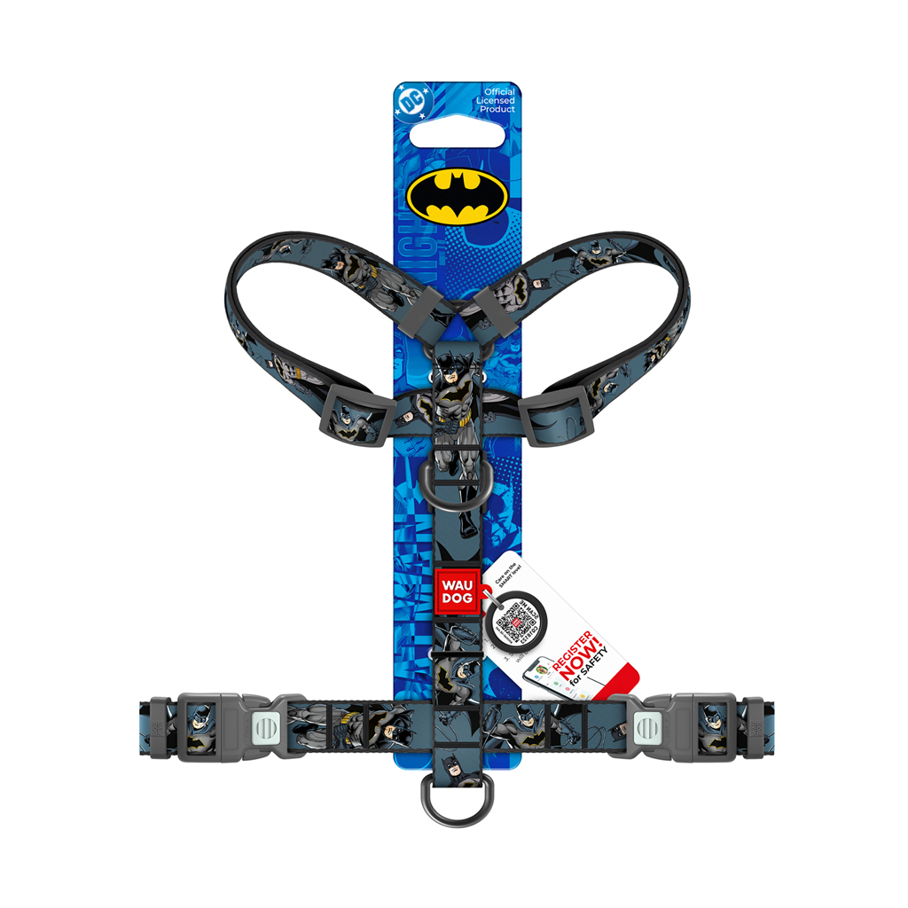 Шлея для собак WAUDOG Nylon H-подібна з QR-паспортом "Тінь Бетмена", пластиковий фастекс XL (346-1078) - зображення 3