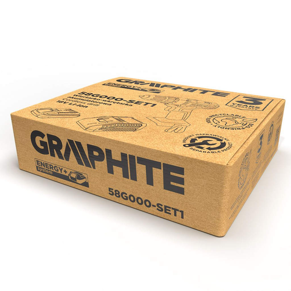 Шуруповерт Graphite Energy+ 18V 1х2Ah, 44Нм, 0-350/0-1250об/хв (58G000-SET1) - зображення 10