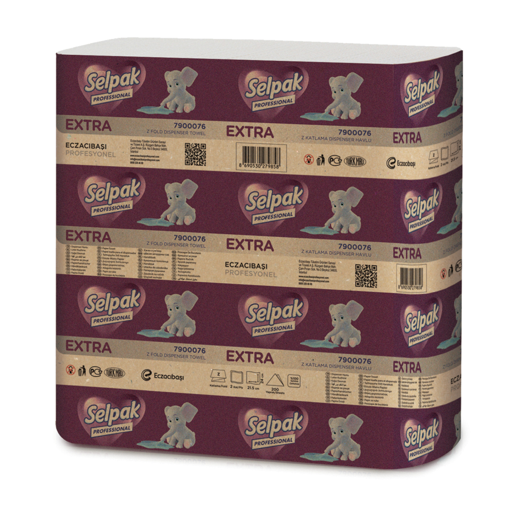 Паперові рушники Selpak Professional Extra Z-складання 2 шари 200 аркушів (8690530279858) - зображення 1