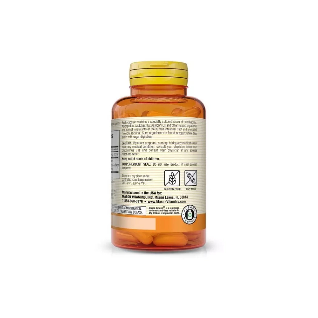 Пробіотики Mason Natural Пробіотик з пектином, Probiotic Acidophilus With Pectin, 100 капсул (MAV-05331) - зображення 3