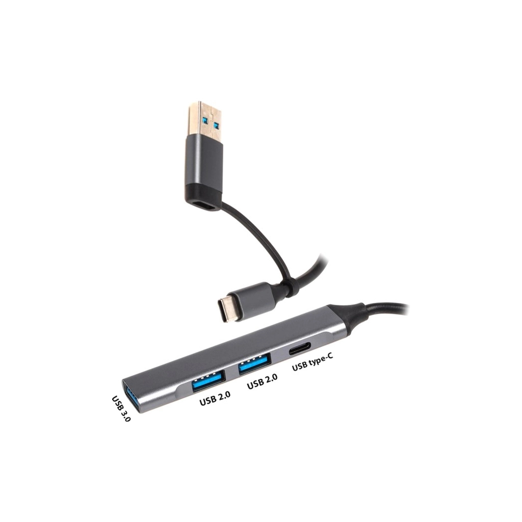 Концентратор Dynamode USB Type-C + USB-A to 1хUSB-C 3.0 1хUSB-A 3.0 2xUSB-A 2.0 dark grey (DM-UH-314AC) - зображення 5