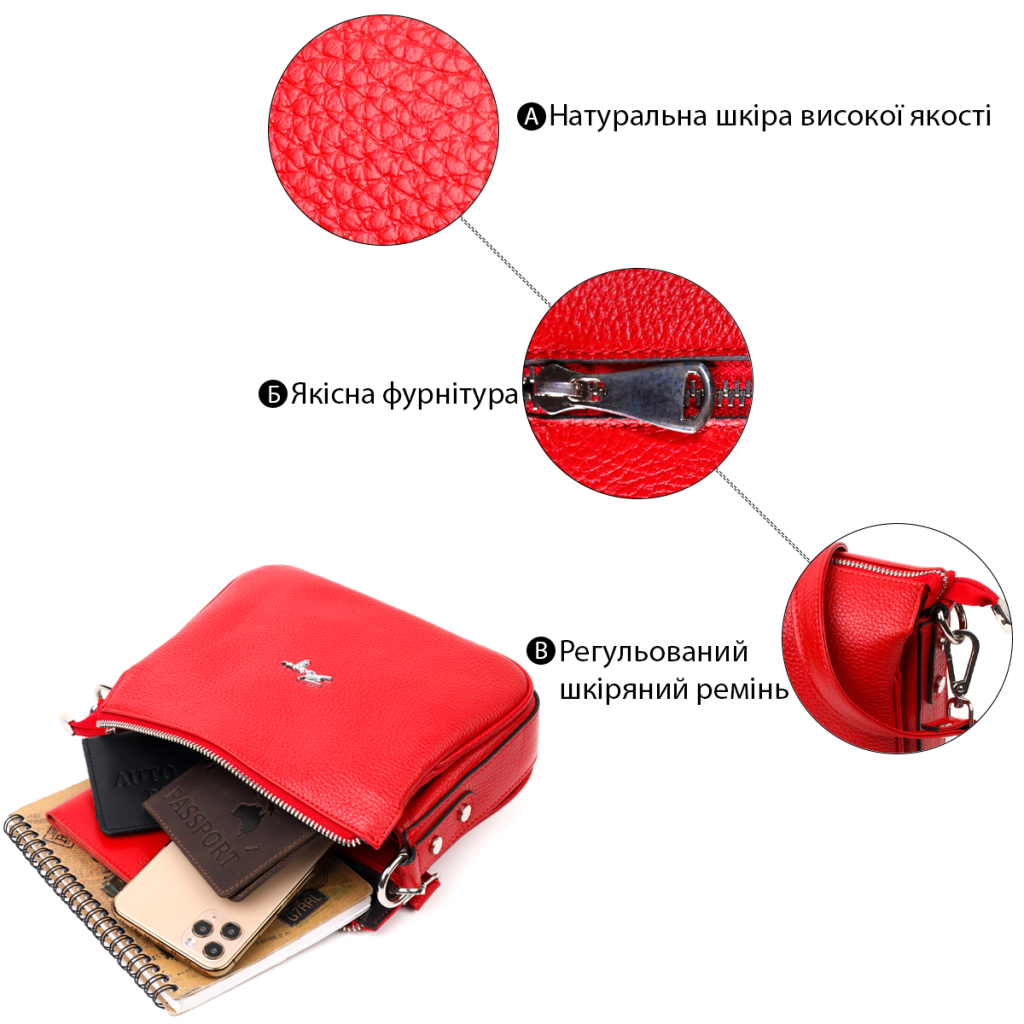 Сумка Karya Шкіряна Червона (20845) - зображення 4
