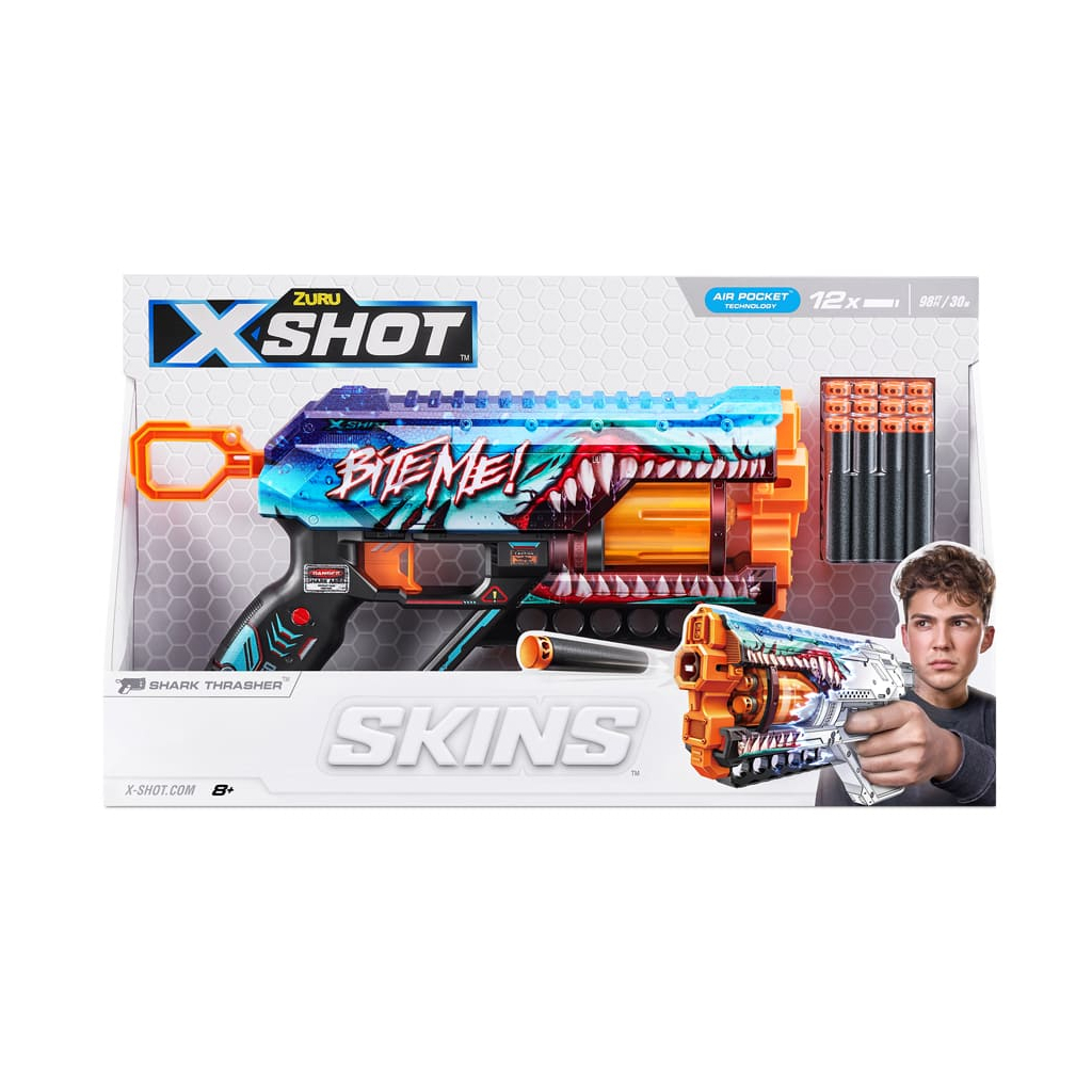 Іграшкова зброя Zuru X-Shot Швидкострільний бластер Skins Griefer Shark Thrasher (12 патронів) (36561В) - зображення 3