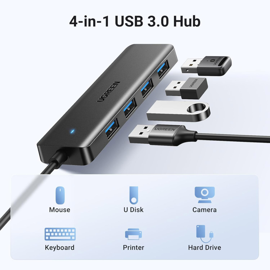 Концентратор Ugreen USB 3.0 to 4хUSB 3.0 1.0m Space Gray CM219 (35574) - зображення 2