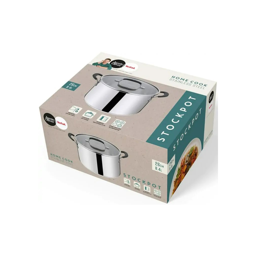 Каструля Tefal Jamie Oliver Home Cook, 8.4л, з кришкою, нержавіюча сталь, силікон (E3186375) - зображення 9