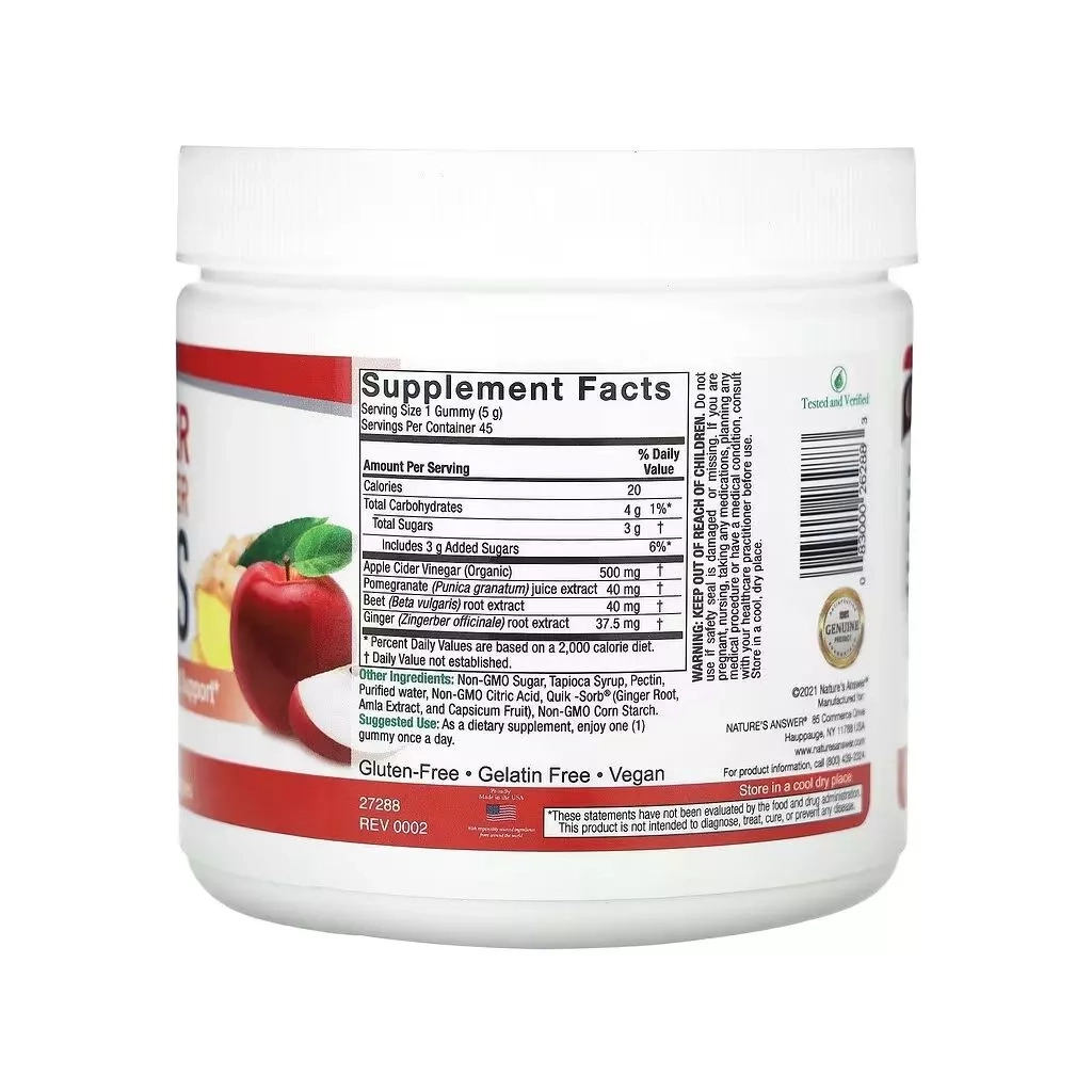 Вітамінно-мінеральний комплекс Nature's Answer Яблучний оцет з імбиром, 500 мг, Apple Cider Vinegar+Ginger Gummies with The (NTA-26288) - зображення 2