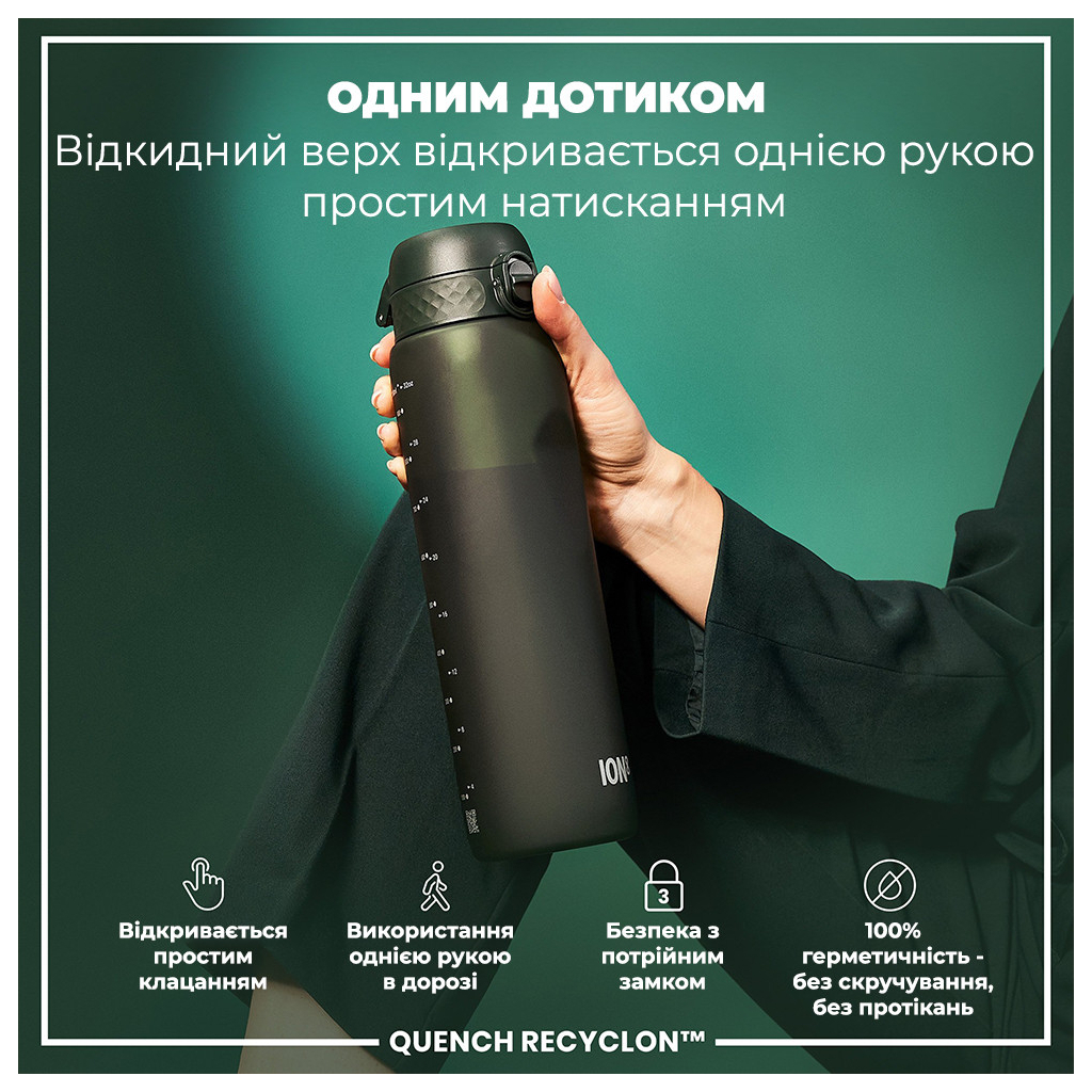 Пляшка для води ION8 OneTouch 1000 мл BPA Free, Dark Green (I8RF1000DGRE) - зображення 2