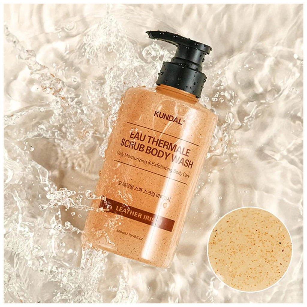 Гель для душу Kundal Eau Thermal Scrub Body Wash Leather Iris 500 мл (8809809428679) - зображення 2