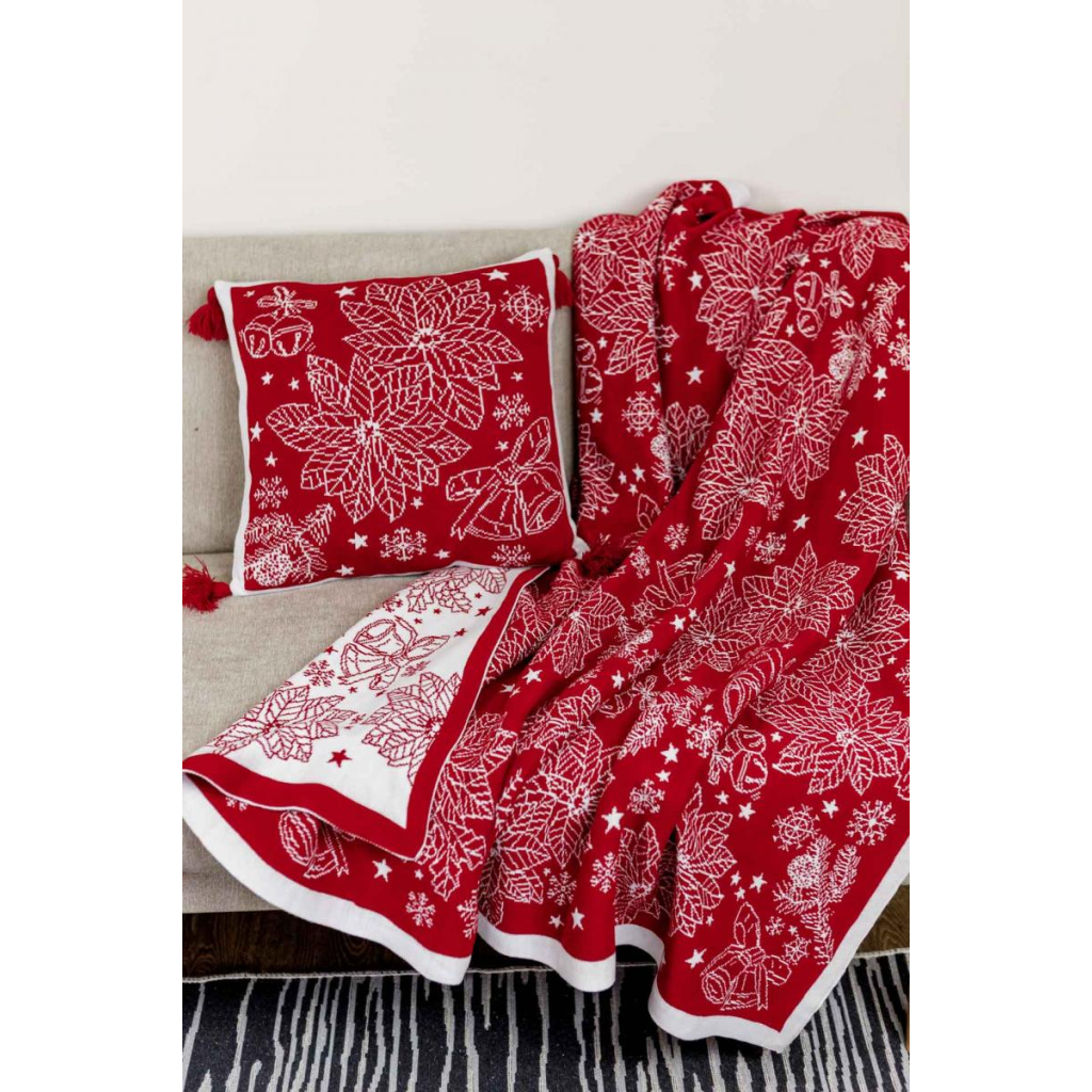 Наволочка Прованс декоративна в'язана Різдвяник червоний 45х45 (030169) - зображення 3