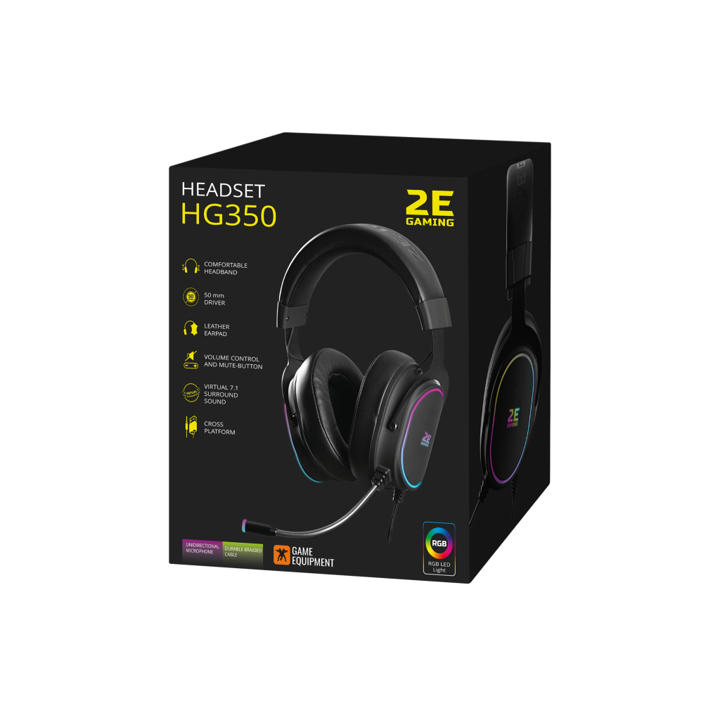 Навушники 2E Gaming HG350 RGB USB 7.1 Black (2E-HG350BK-7.1) - зображення 3