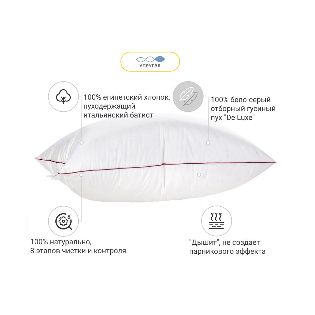 Подушка MirSon пухова Hand Made De Luxe 902 висока 60x60 (2200000555700) - зображення 2