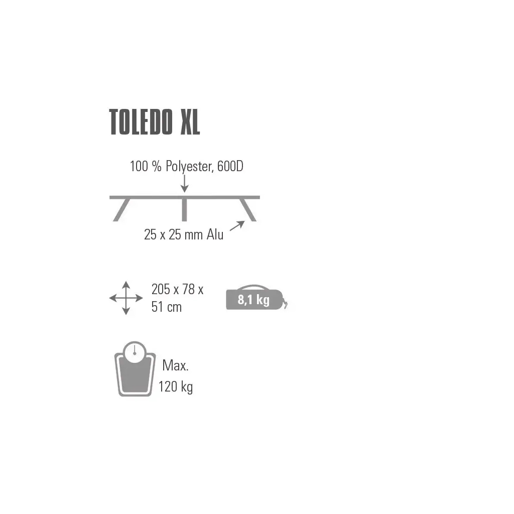 Розкладачка High Peak Toledo XL Dark Grey/Blue (929803) - зображення 2