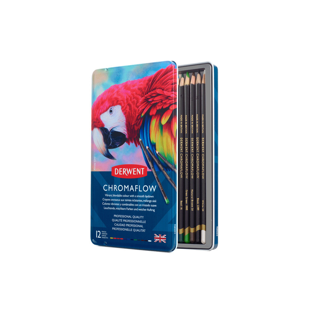 Олівці кольорові Derwent Chromaflow 12 кол. у металевому пеналі (5028252616119) - изображение 6