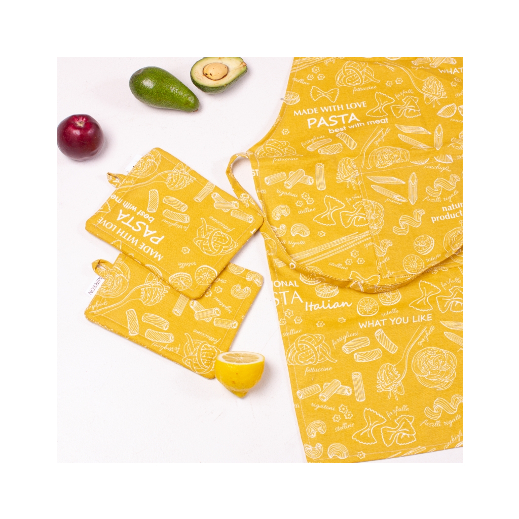 Фартух MirSon Набір №201 - Yellow paste дві прихватки + дві рукавички-прихватки + фартух (2200006753803) - picture 4