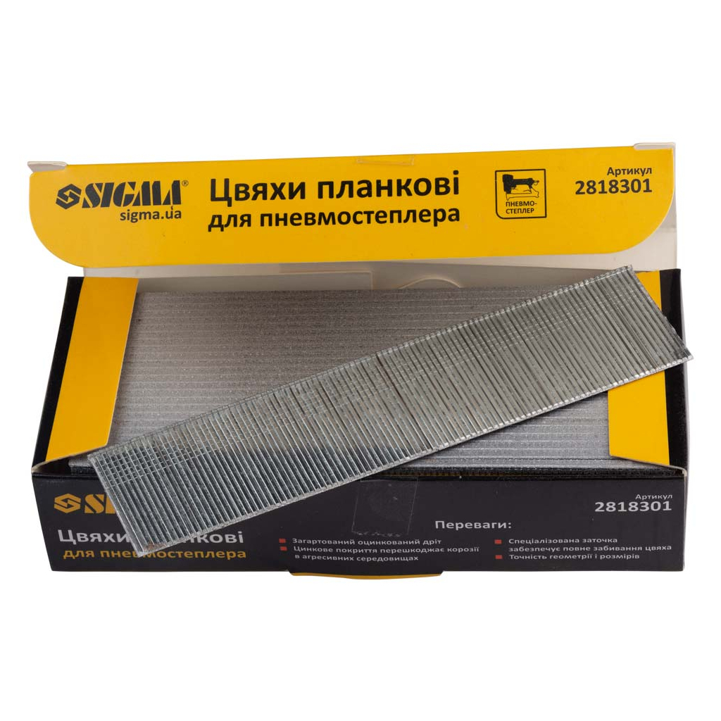 Цвяхи Sigma планкові 30x1.25x1мм для пневмостеплера 5000шт (2818301) - изображение 2