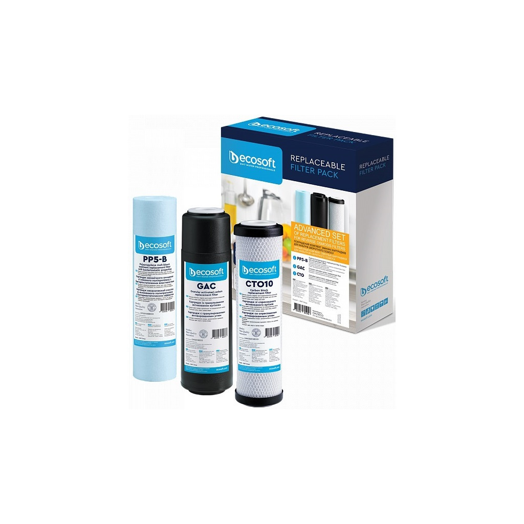 Картридж для фільтра глечика Ecosoft Комплект картриджів Ecosoft 1-2-3 покращений (2 вугільних ка (CHV3ECO) - изображение 2