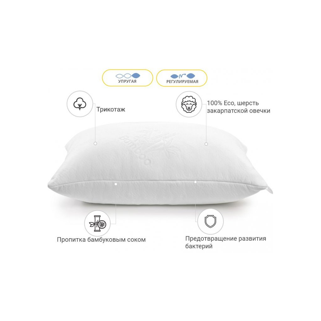 Подушка MirSon вовняна 753 Julia пружна 40х60 см (2200001488205) - зображення 2