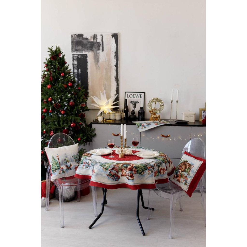 Скатертина Прованс гобеленова Різдвяне багаття Dх140 см (037410) - зображення 6