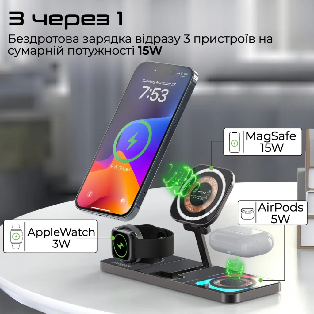 Зарядний пристрій Promate auraslate-trio - зображення 3