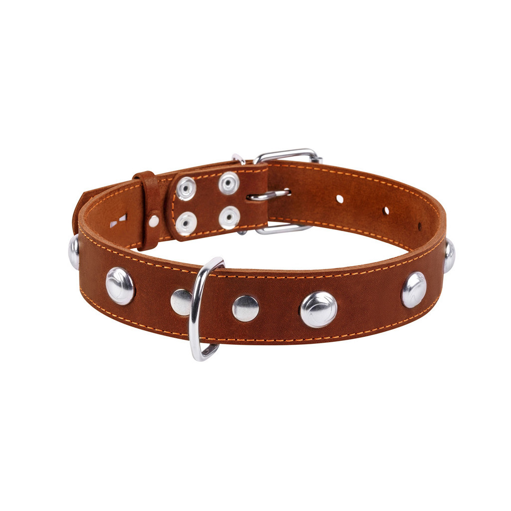 Нашийник для тварин Collar одинарний з прикрасами Ш 35 мм Д 48-63 см коричневий (02716) - зображення 2