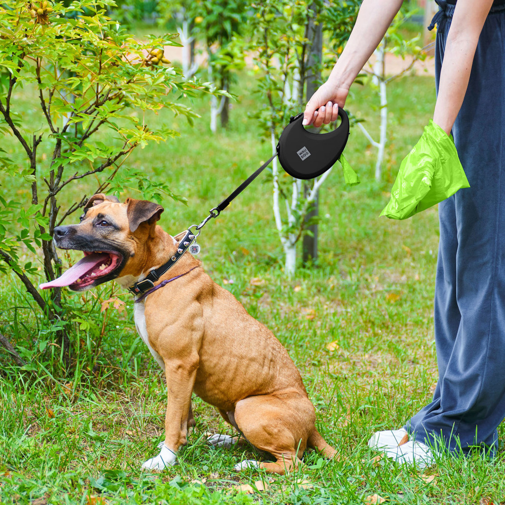 Повідець для собак WAUDOG R-leash з контейнером для пакетів L до 40 кг 5 м чорний (26291) - зображення 7