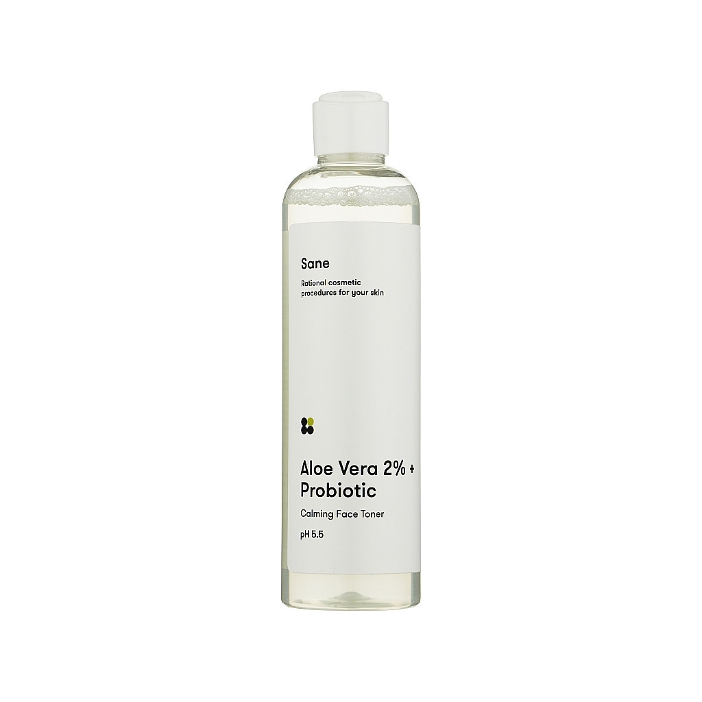 Тонік для обличчя Sane Aloe Vera 2% + Probiotic Calming Face Toner Заспокійливий 250 мл (4820266830540) - изображение 1