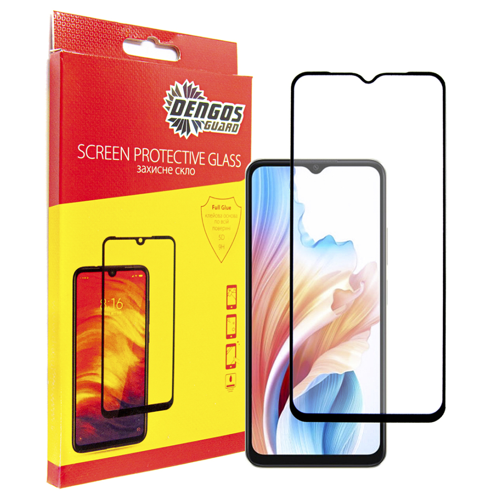 Скло захисне Dengos Full Glue Oppo A38 (black) (TGFG-323) - зображення 1