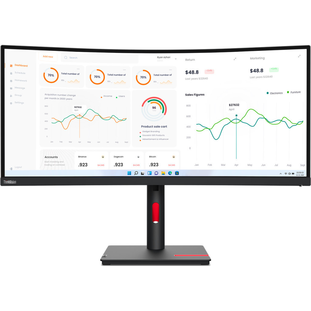 Монітор Lenovo T34w-30 (63D4GAT1UA) - зображення 1