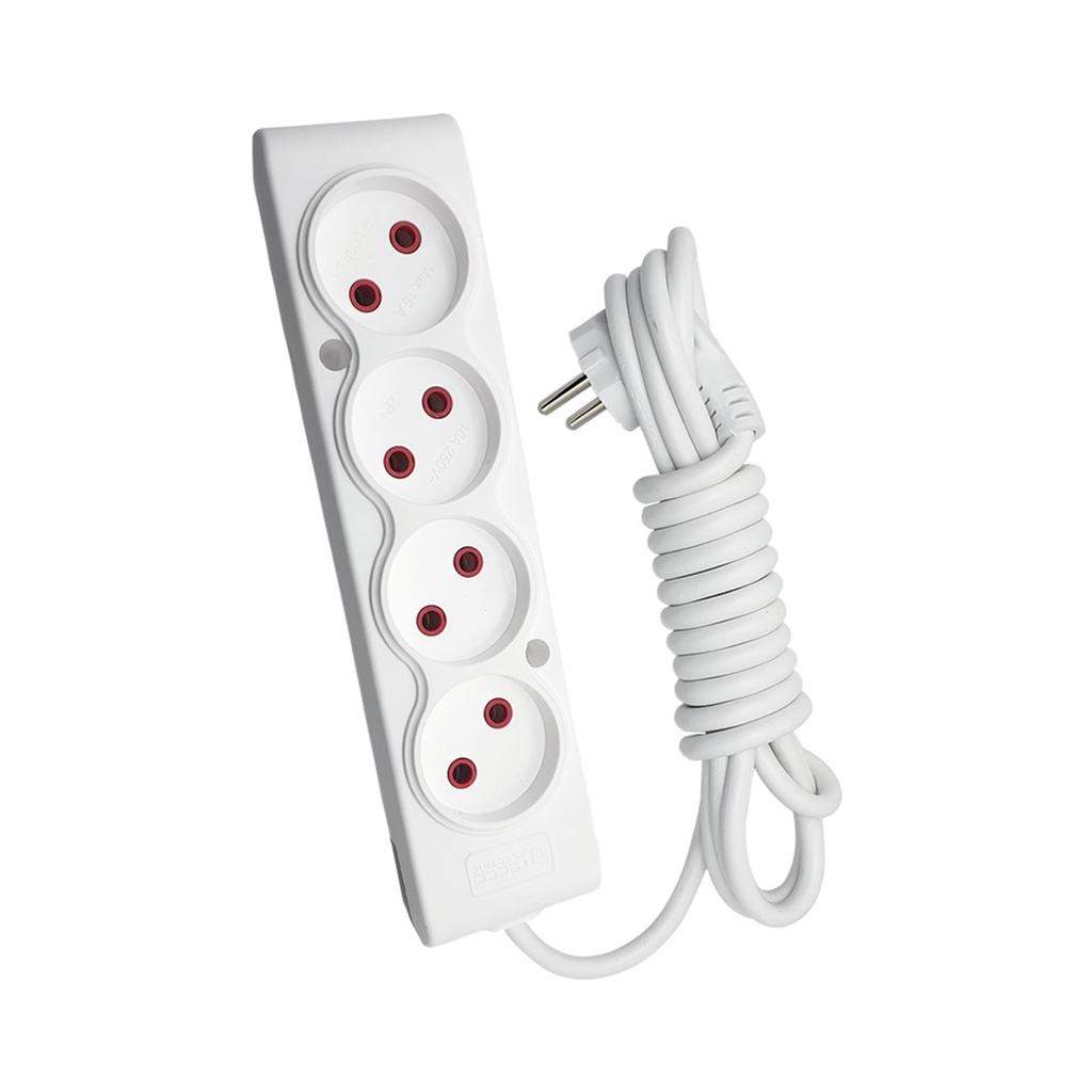 Мережевий подовжувач TECCO 3м 4 поста white (8681277841477) - зображення 1