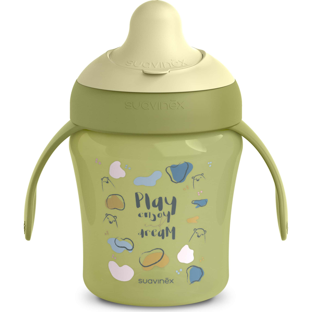 Поїльник-непроливайка Suavinex Bear Family чашка з носиком, 200 мл,+6 міс. зелена (402643) - зображення 2