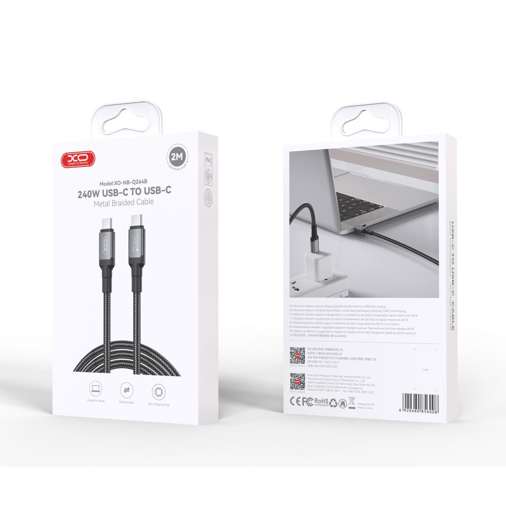 Дата кабель USB-C to USB-C 2.0m 240W black XO (NBQ264B_С_Black) - зображення 8