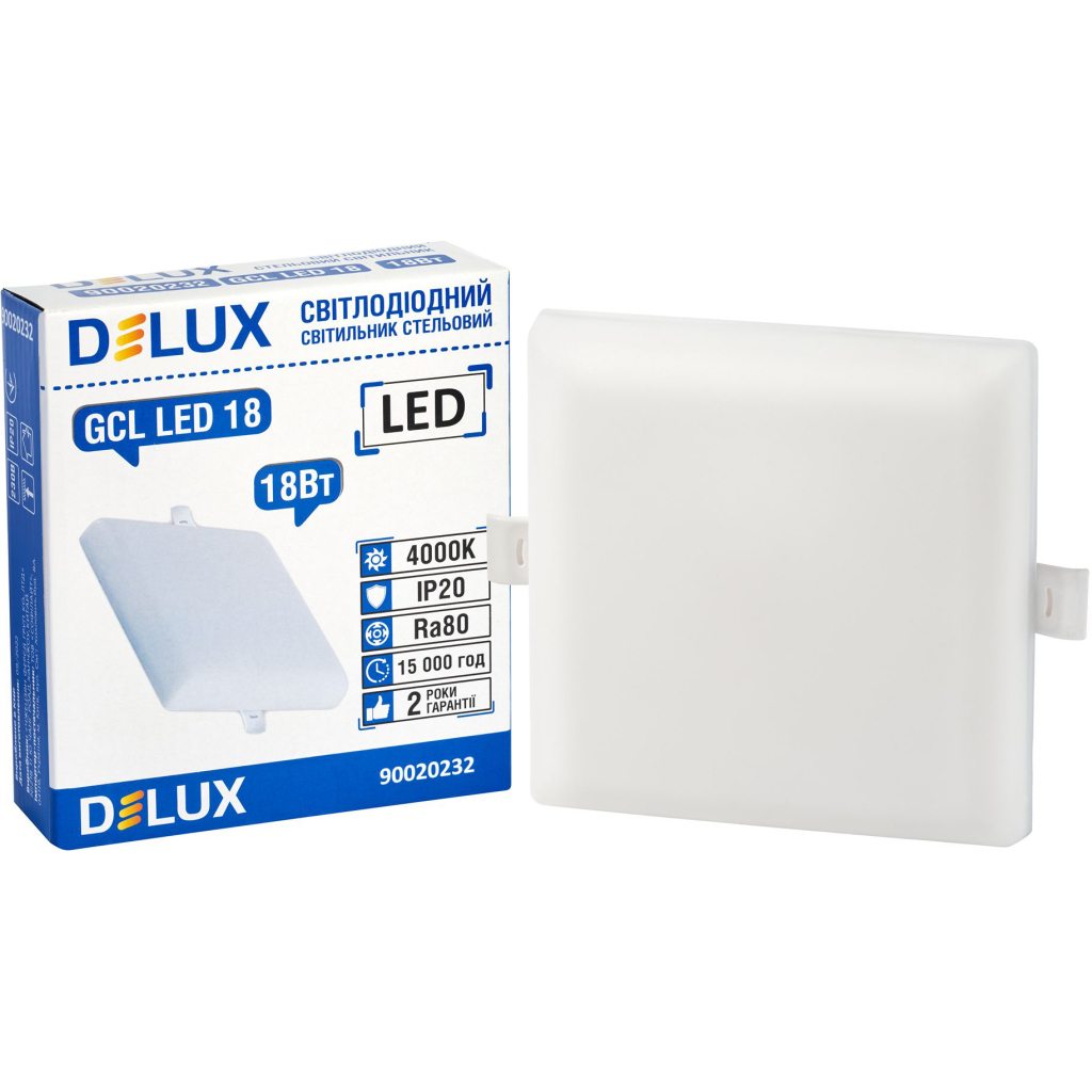 Світильник Delux LED 18_4000К 18Вт 230В SQUARE (90020232) - зображення 3
